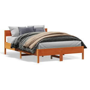 vidaXL Bedframe zonder matras massief grenenhout wasbruin 120x200 cm