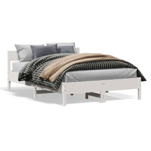 vidaXL Bedframe zonder matras massief grenenhout wit 120x190 cm