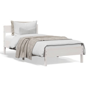 vidaXL Bedframe zonder matras massief grenenhout wit 75x190 cm