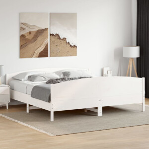 vidaXL Bedframe zonder matras massief grenenhout wit 200x200 cm