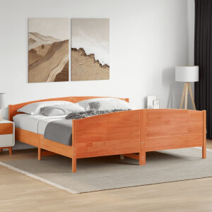 vidaXL Bedframe zonder matras massief grenenhout wasbruin 200x200 cm