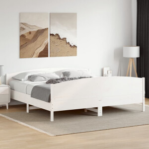 vidaXL Bedframe zonder matras massief grenenhout wit 180x200 cm