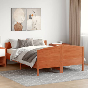 vidaXL Bedframe zonder matras massief grenenhout wasbruin 150x200 cm