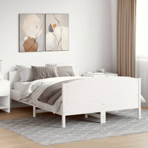 vidaXL Bedframe zonder matras massief grenenhout wit 140x200 cm