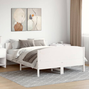 vidaXL Bedframe zonder matras massief grenenhout wit 120x190 cm