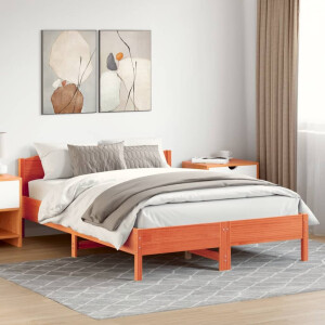 vidaXL Bedframe zonder matras massief grenenhout wasbruin 150x200 cm