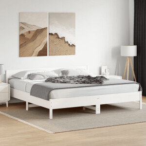 vidaXL Bedframe zonder matras massief grenenhout wit 200x200 cm