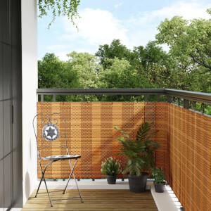 vidaXL Balkonscherm 600x80 cm poly rattan lichtbruin