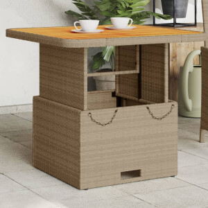 vidaXL Tuintafel 80x80x71 cm poly rattan en acaciahout beige