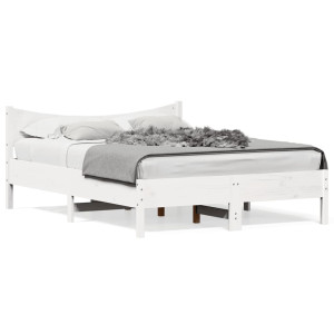 vidaXL Bedframe zonder matras massief grenenhout wit 140x190 cm