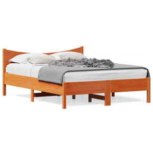 vidaXL Bedframe zonder matras massief grenenhout wasbruin 135x190 cm