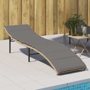 vidaXL Ligbed met kussen 55x199x50 cm poly rattan beige
