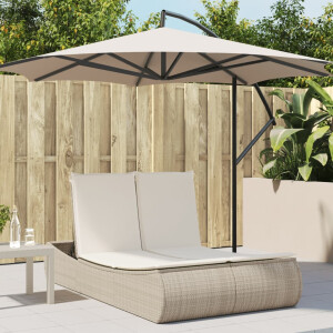 vidaXL Ligbed 2-persoons met kussens poly rattan beige