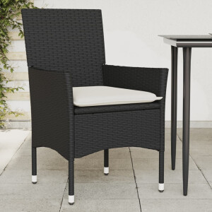 vidaXL Tuinstoelen 2 st met kussens poly rattan zwart