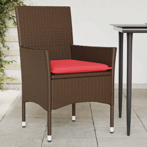 vidaXL Tuinstoelen 2 st met kussens poly rattan bruin