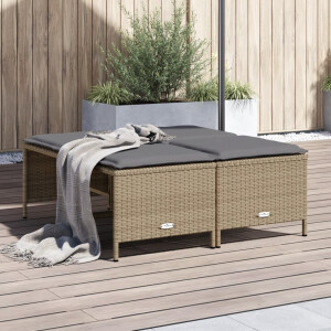 vidaXL Tuinkrukken met kussens 4 st poly rattan beige