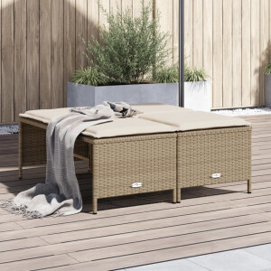vidaXL Tuinkrukken met kussens 4 st poly rattan beige