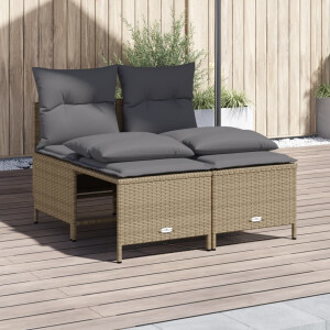 vidaXL 4-delige Loungeset met kussens poly rattan beige