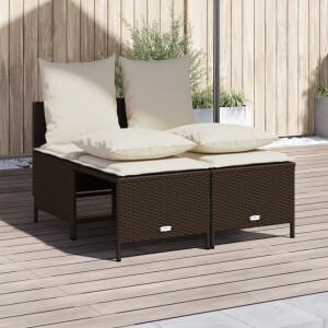 vidaXL 4-delige Loungeset met kussens poly rattan bruin