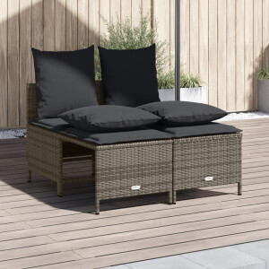 vidaXL 4-delige Loungeset met kussens poly rattan grijs