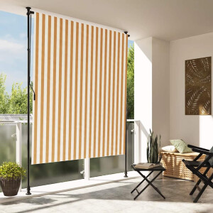 vidaXL Rolgordijn voor buiten 200x270 cm stof en staal oranje en wit
