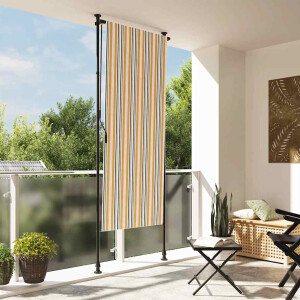 vidaXL Rolgordijn voor buiten 100x270 cm stof en staal geel en wit