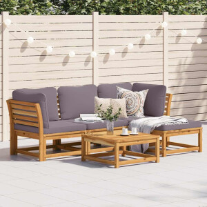 vidaXL 5-delige Loungeset met kussens massief acaciahout
