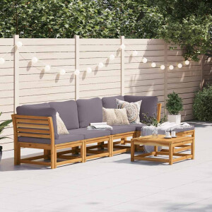 vidaXL 6-delige Loungeset met kussens massief acaciahout