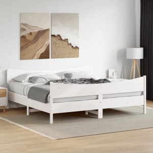 vidaXL Bedframe zonder matras massief grenenhout wit 200x200 cm