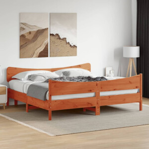 vidaXL Bedframe zonder matras massief grenenhout wasbruin 200x200 cm