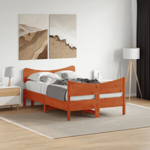 vidaXL Bedframe zonder matras massief grenenhout wasbruin 120x190 cm