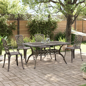 vidaXL 5-delige Tuinset gegoten aluminium bronskleurig