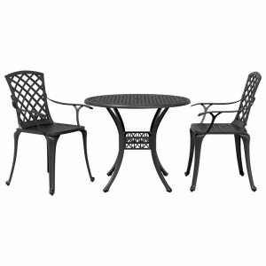 vidaXL 3-delige Bistroset gietaluminium zwart