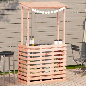 vidaXL Tuinbartafel met dak 112,5x57x195,5 cm massief hout