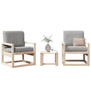 vidaXL 3-delige Loungeset massief grenenhout