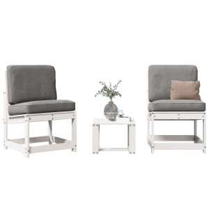 vidaXL 3-delige Loungeset massief grenenhout wit
