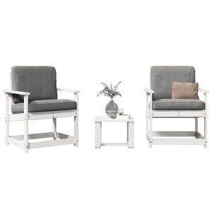vidaXL 3-delige Loungeset massief grenenhout wit