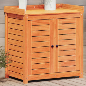 vidaXL Oppottafel met schappen 82,5x50x86,5 cm grenenhout bruin