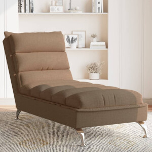 vidaXL Chaise longue met kussens stof bruin