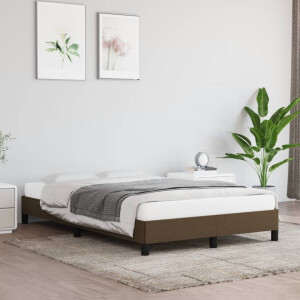vidaXL Bedframe zonder matras 120x190 cm stof donkerbruin