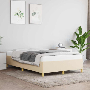 vidaXL Bedframe zonder matras 120x190 cm stof crèmekleurig