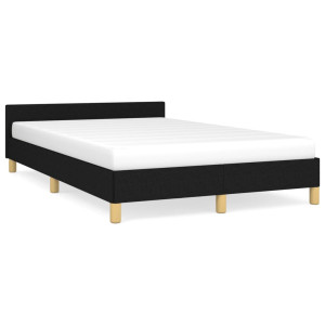 vidaXL Bedframe met hoofdbord stof zwart 120x190 cm