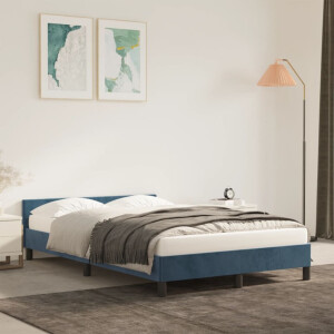 vidaXL Bedframe zonder matras 120x190 cm fluweel donkerblauw