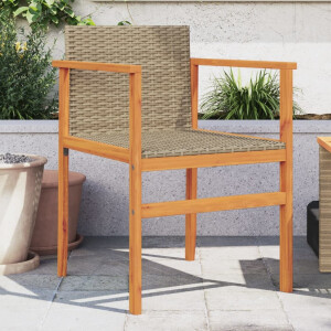 vidaXL Tuinstoelen 2 st poly rattan en massief hout beige