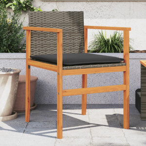 vidaXL Tuinstoelen 2 st met kussens poly rattan en massief hout grijs