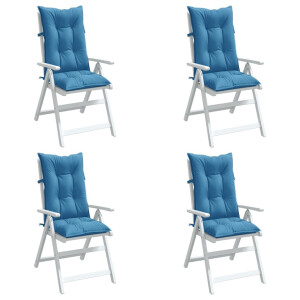 vidaXL Stoelkussens 4 st hoge rug 120x50x7 cm stof gemêleerd blauw