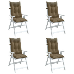 vidaXL Stoelkussens 4 st hoge rug 120x50x7 cm stof gemêleerd taupe