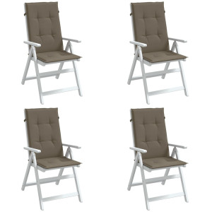 vidaXL Stoelkussens 4 st hoge rug 120x50x4 cm stof gemêleerd taupe