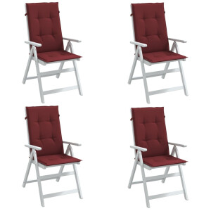 vidaXL Stoelkussens 4 st hoge rug 120x50x4 cm stof gemêleerd wijnrood