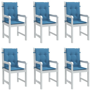 vidaXL Stoelkussens 6 st lage rug 100x50x4 cm stof gemêleerd blauw